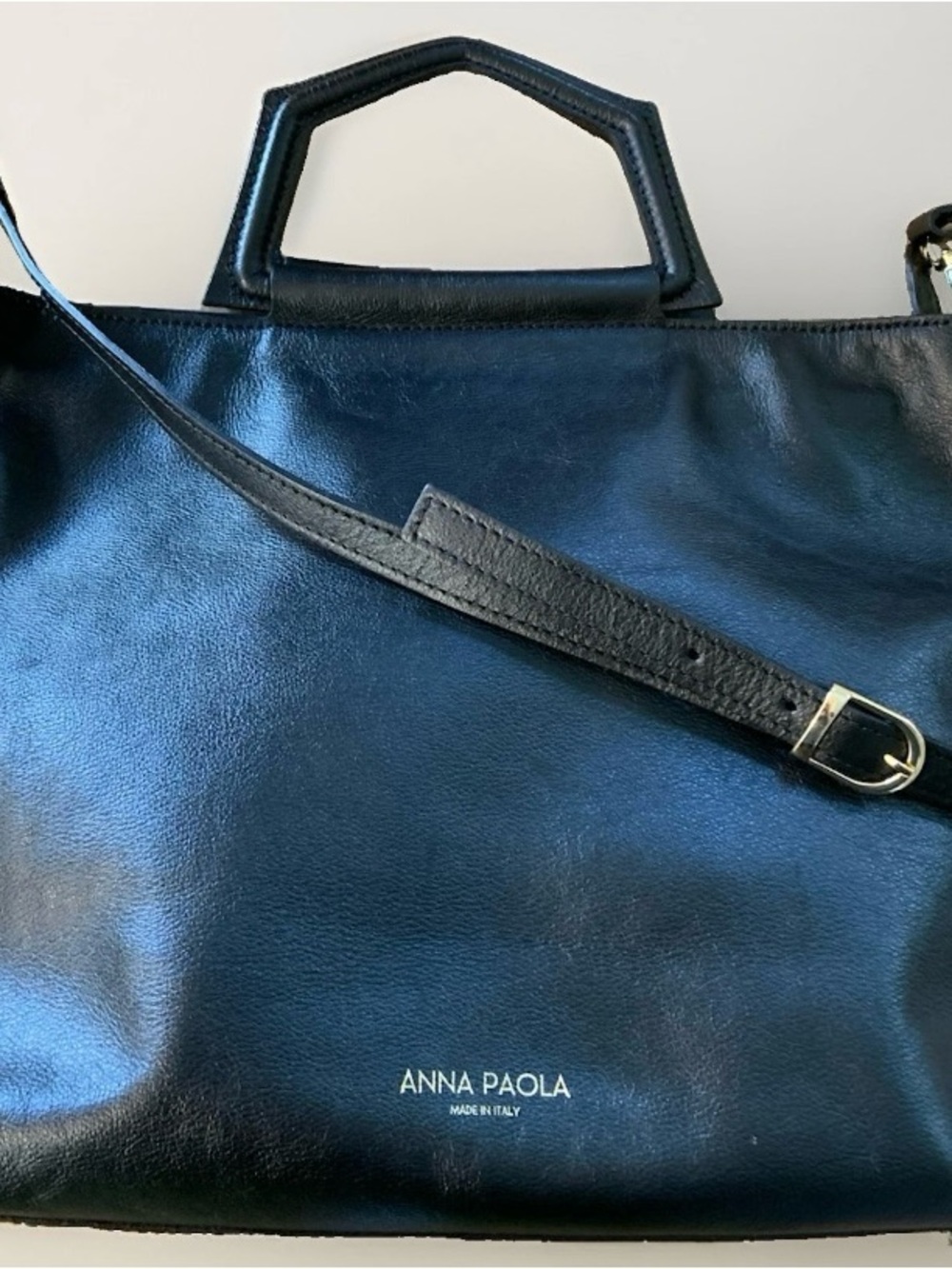 ANNA PAOLA soft Black Leather Satchel New Tote relaxed minimalist chic for Fall